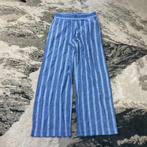Old Navy Y2K High Waisted Beach Linen Summer Wide Leg Pants Sz S Blue Striped